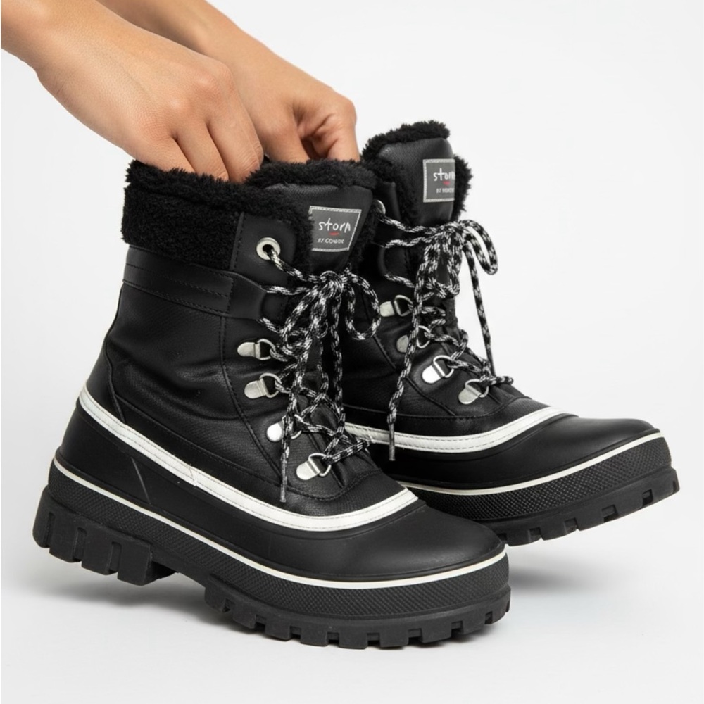 Storm Women's Black and White Snow Boots